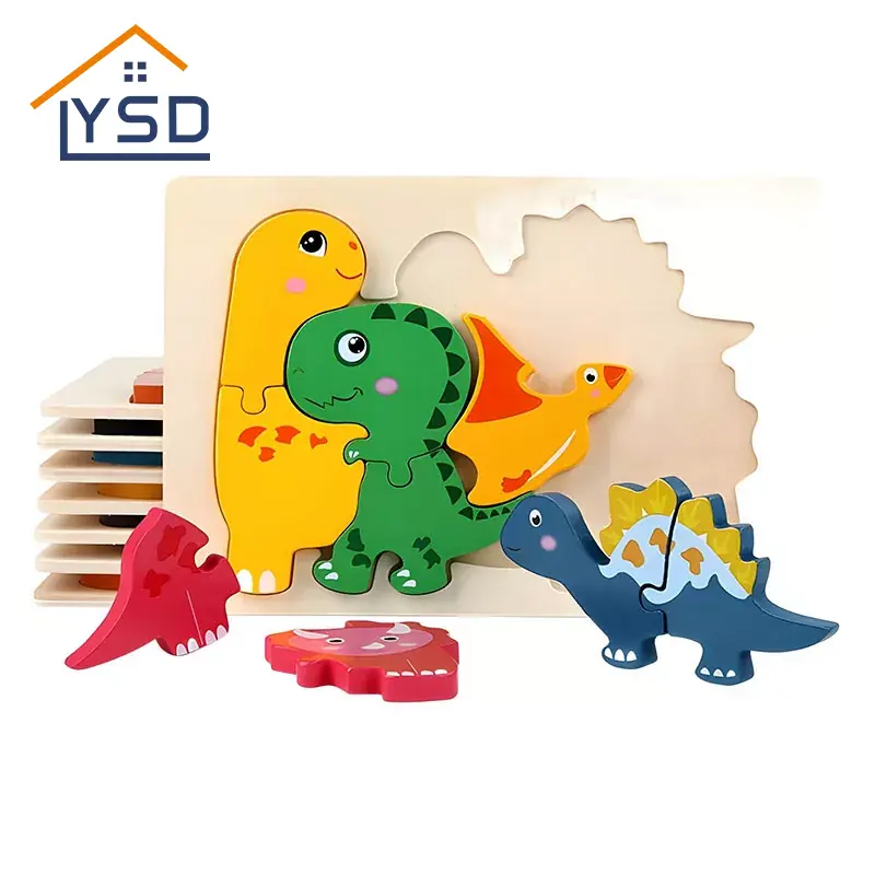 Puzzle educativo in legno per bambini con animali dei cartoni animati
