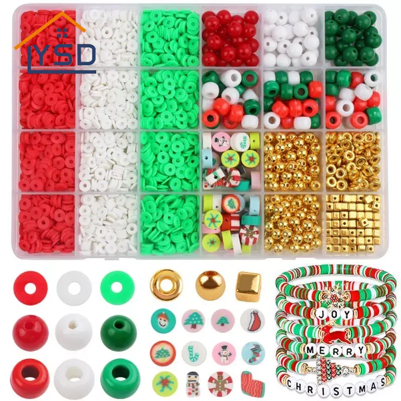 Set di braccialetti fai-da-te con perline natalizie